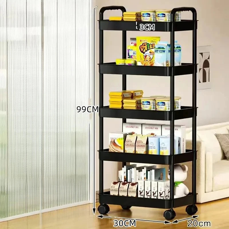 Multi-Tier Kitchen Storage Trolley – Rolling Floor Storage Rack