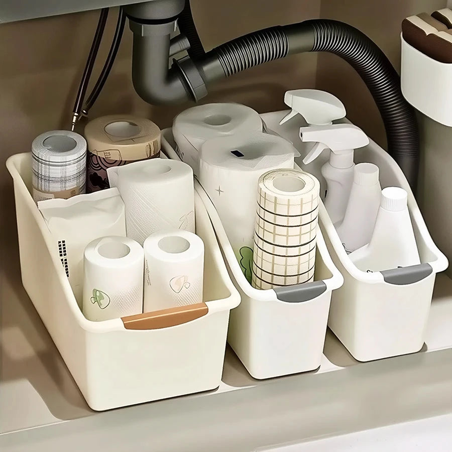 Under-Sink Plastic Storage Bins with Wheels