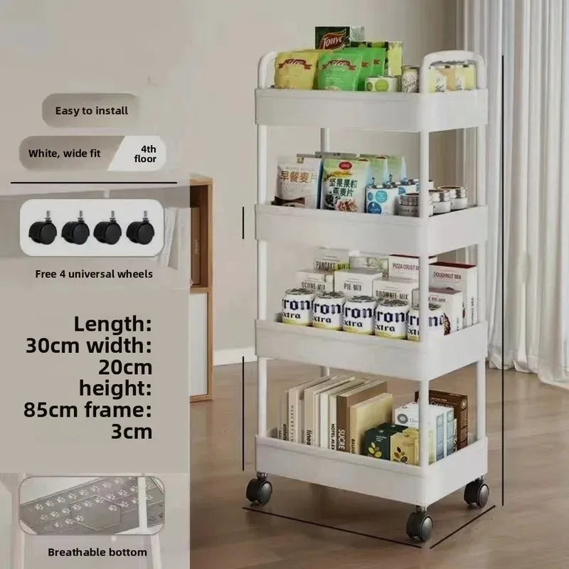 Multi-Tier Kitchen Storage Trolley – Rolling Floor Storage Rack