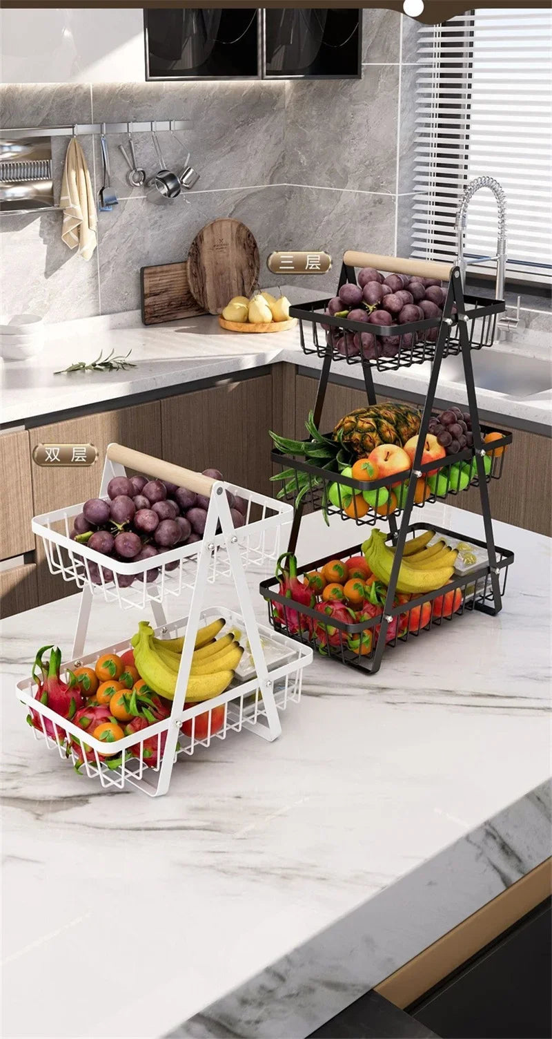 2–3 Tier Kitchen Fruit Basket – Countertop Storage Rack