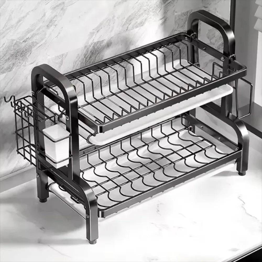 2-Tier Dish Drying Rack – Stainless Steel Countertop Organizer