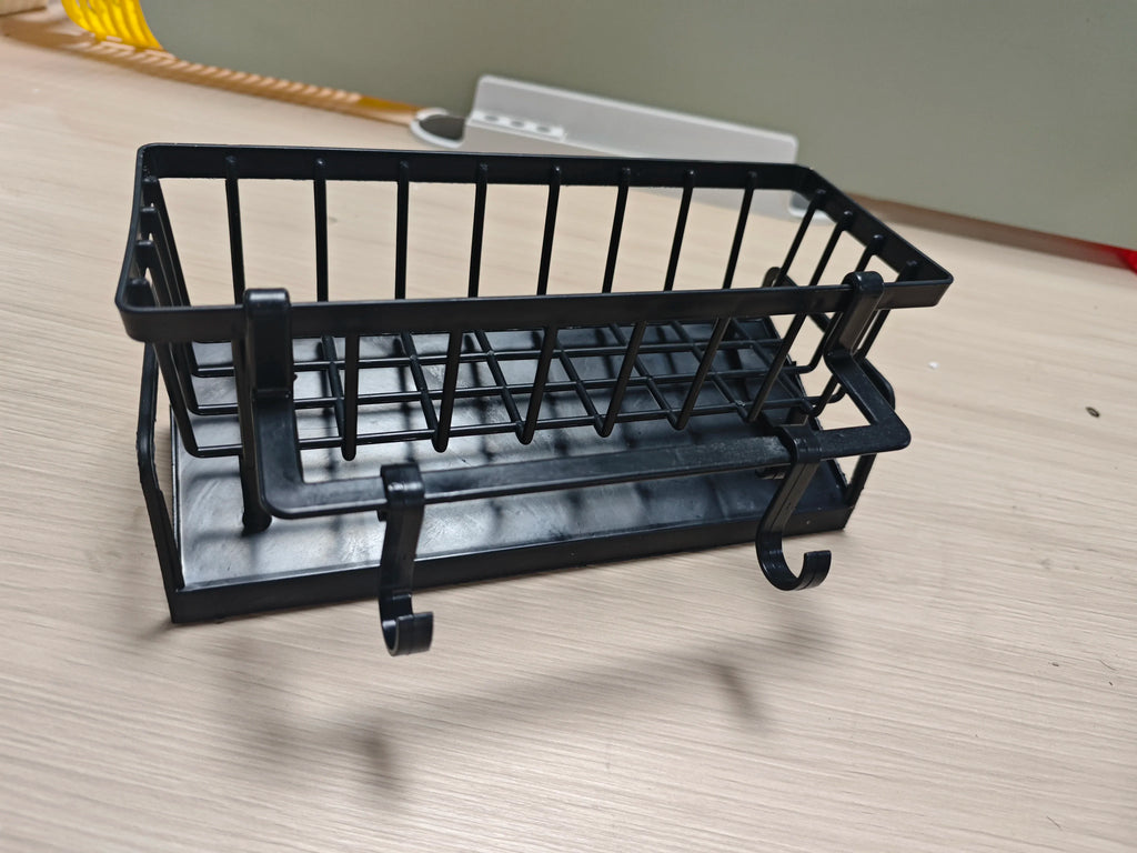 Sink Drain Storage Rack with Hooks – Adhesive Kitchen Organizer