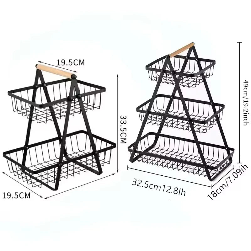 2–3 Tier Kitchen Fruit Basket – Countertop Storage Rack