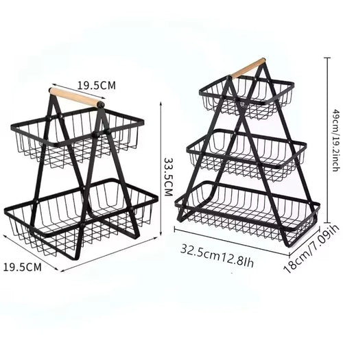 2–3 Tier Kitchen Fruit Basket – Countertop Storage Rack