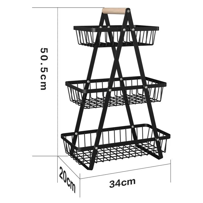 2–3 Tier Kitchen Fruit Basket – Countertop Storage Rack