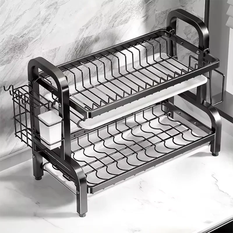 2-Tier Dish Drying Rack – Stainless Steel Countertop Organizer