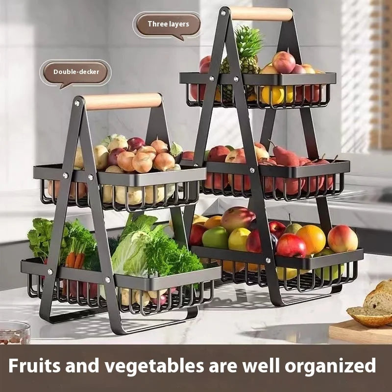 2–3 Tier Kitchen Fruit Basket – Countertop Storage Rack