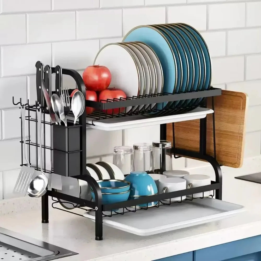 2-Tier Dish Drying Rack – Stainless Steel Countertop Organizer
